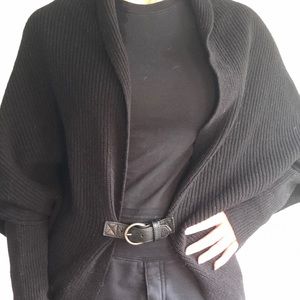 All Saints wool and leather sweater